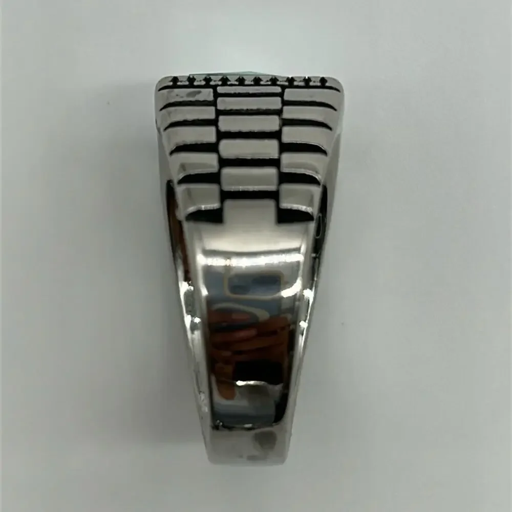 Aqua Cubic Zirconia Handmade Men's Ring Size 12 NWT